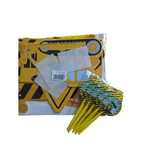 Boy's Construction Happy Birthday Party Decorations Bulldozer Wall Clings Straws